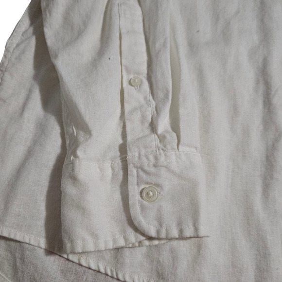Michael Kors Classic Fit White Cotton Linen Buttondown Mens Shirt Large - Picture 4 of 14